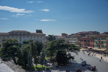 VERONA, ITALY- march,2019, Piazza Bra  ,panoramic view