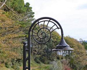 The iconic ammonite shaped street lamps at Lyme Regis in Dorset.