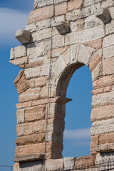 Colliseum in Verona city, Italy,Roman amphitheatre Arena di Verona and Piazza Bra ,march,2019