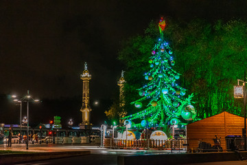 Place Des Quinconces at night in Bordeaux, France