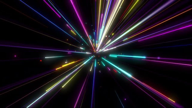 Colorful Supersonic Light Streaks Fly In and Out
