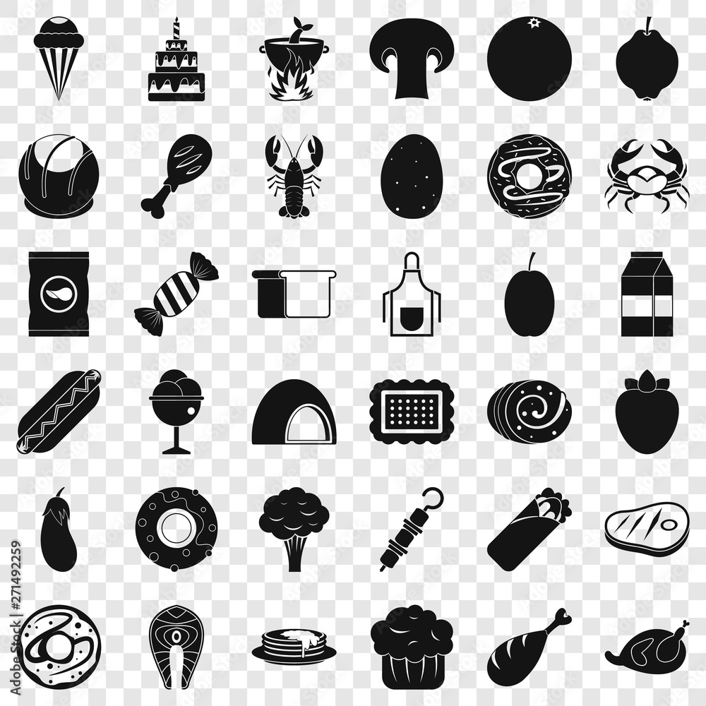 Poster chicken icons set. simple style of 36 chicken vector icons for web for any design