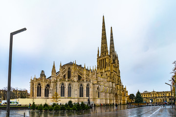 Fototapeta premium Cathedrale Saint Andre and Pey Berland Tower in Bordeaux, France