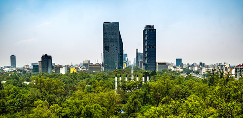 View across Mexico City Skyline from Castle Chapultepec with the daily smog air condition