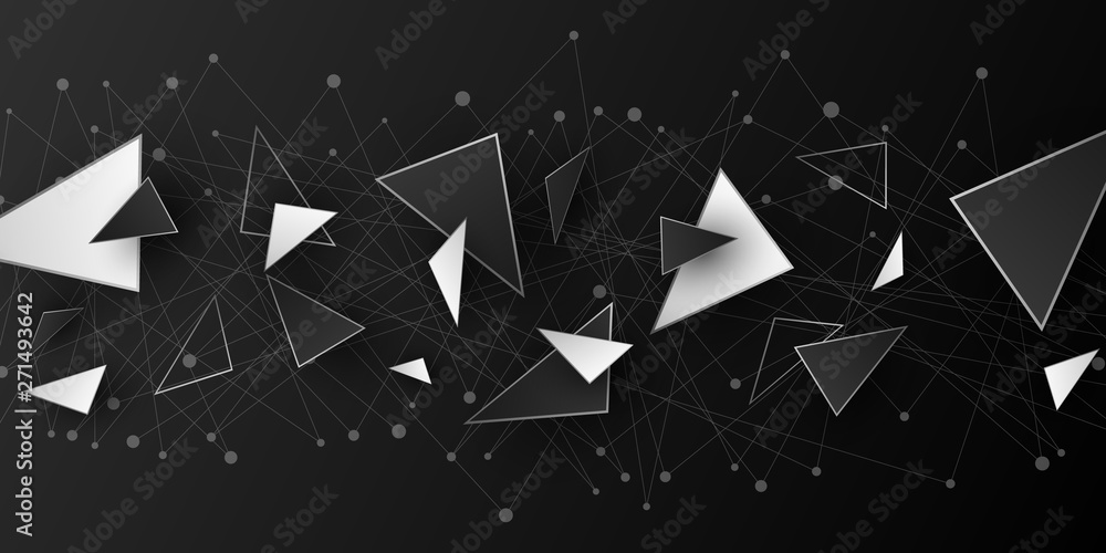 Poster polygonal geometric shapes. modern background for your design. low poly. random black and white tria