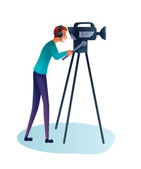 Cameraman flat cartoon vector illustration