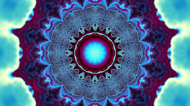 Spinning abstract ornamental vintage circle. Esoteric cosmic mandala. Loop footage.