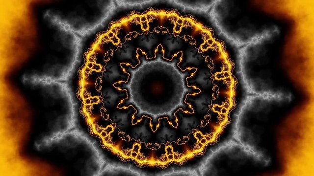 Spinning abstract ornamental vintage circle. Esoteric cosmic mandala. Loop footage.