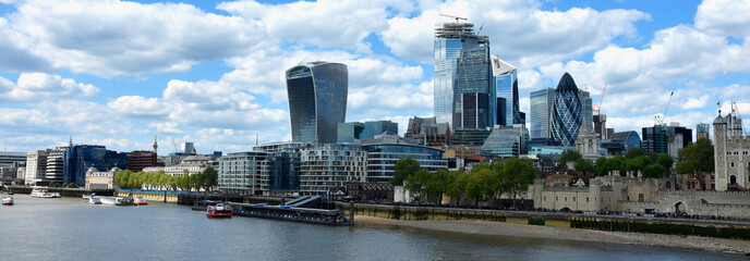 Skyscrapers of the City of London over the Thames , England