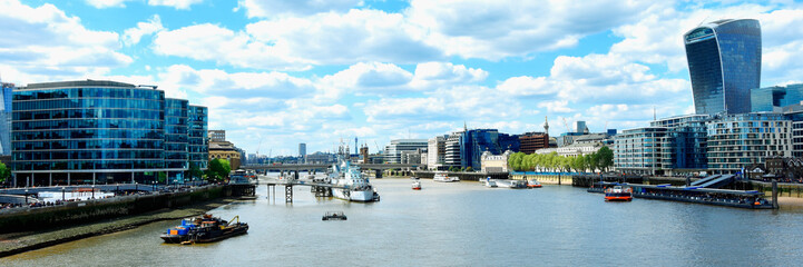Skyscrapers of the City of London over the Thames , England