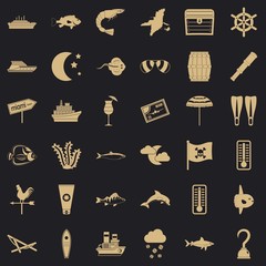 Sea environment icons set. Simple set of 36 sea environment vector icons for web for any design