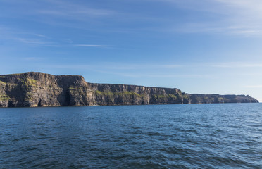 Wide angle shot of the cliffs of moher