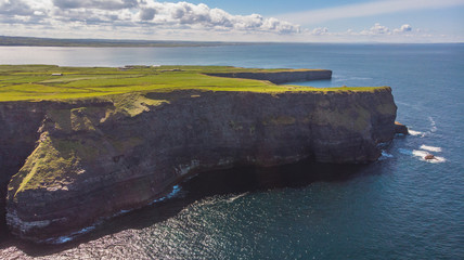 Aerial shot of the cliffs of moher