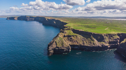 Aerial shot of the cliffs of moher