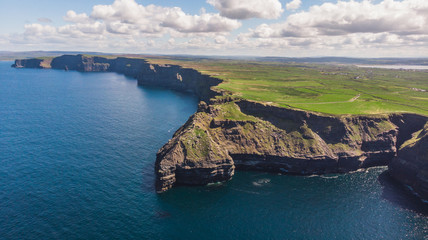 Aerial shot of the cliffs of moher