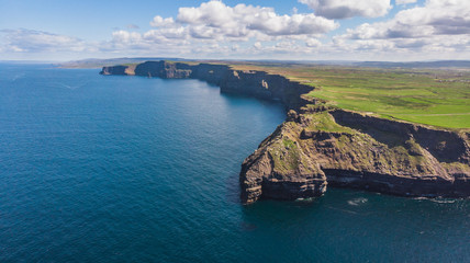 Aerial shot of the cliffs of moher