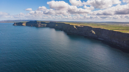 Aerial shot of the cliffs of moher
