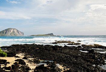 Hawaii Oahu Black Rock Beach with Waves