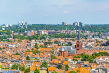 Gordijnen Luchtfoto van Brussel vanaf de basiliek van Koekelberg in België © dudlajzov