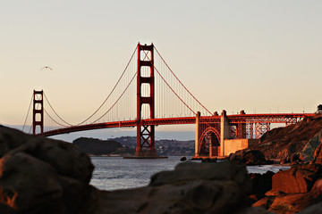 golden gate bridge in san Francisco with beach