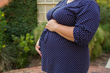 Maternity Belly in Navy Polka Dot