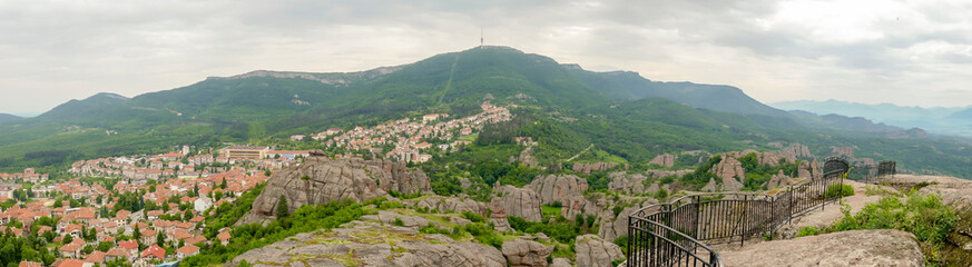 Fototapeta na wymiar Panorama of town and formations at Belogradchik Rocks Bulgaria