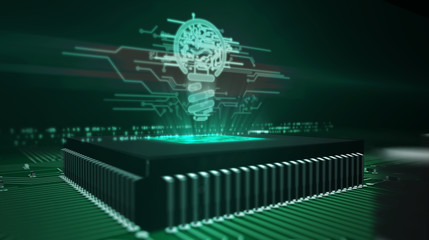CPU on board with bulb hologram