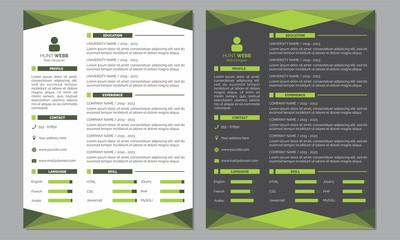 Curriculum Vitae Resume Clean and Dark Green Color