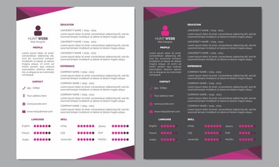 Curriculum Vitae Resume Clean and Dark Pink Color