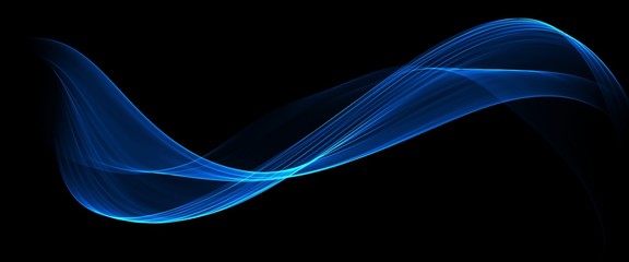Abstract neon blue flow wave background