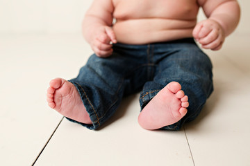 Baby Boy Feet with Belly Rolls