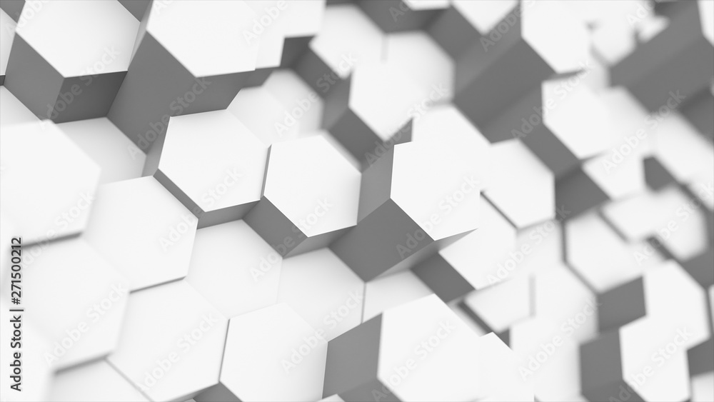 Poster random waving motion abstract background from hexagon geometric surface loop: light bright clean min