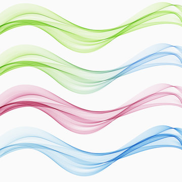  Set of colored wavy waves on white background © Nikolas