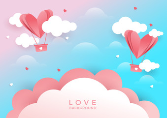Obraz na płótnie Canvas Illustration of Heart flying on pink background. Concept background of love, valentine's day, happy women's, mother's day