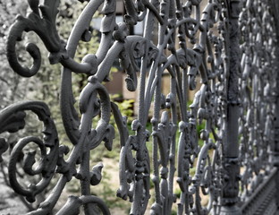 Verschnörkelter alter Zaun aus Schmiedeeisen © thauwald-pictures