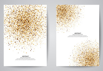  Set of white banners with shadow and gold. Abstract design element