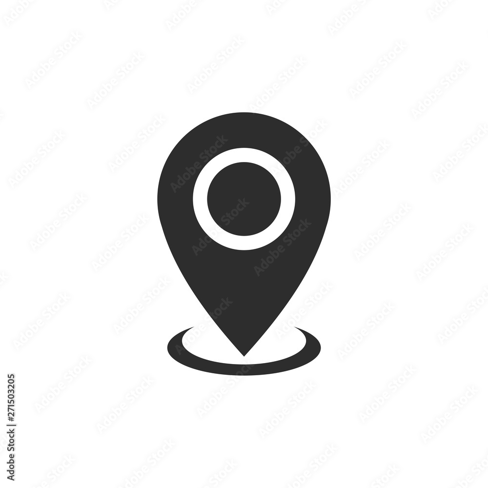 Poster pin flat point logo vector illustration. gps pointer mark. location map icon on white background