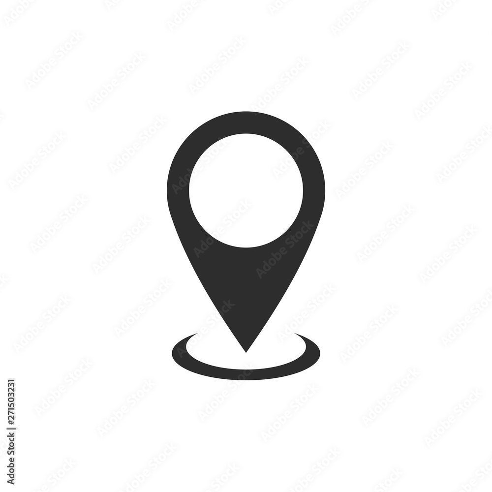 Poster pin flat point logo vector illustration. gps pointer mark. location map icon on white background