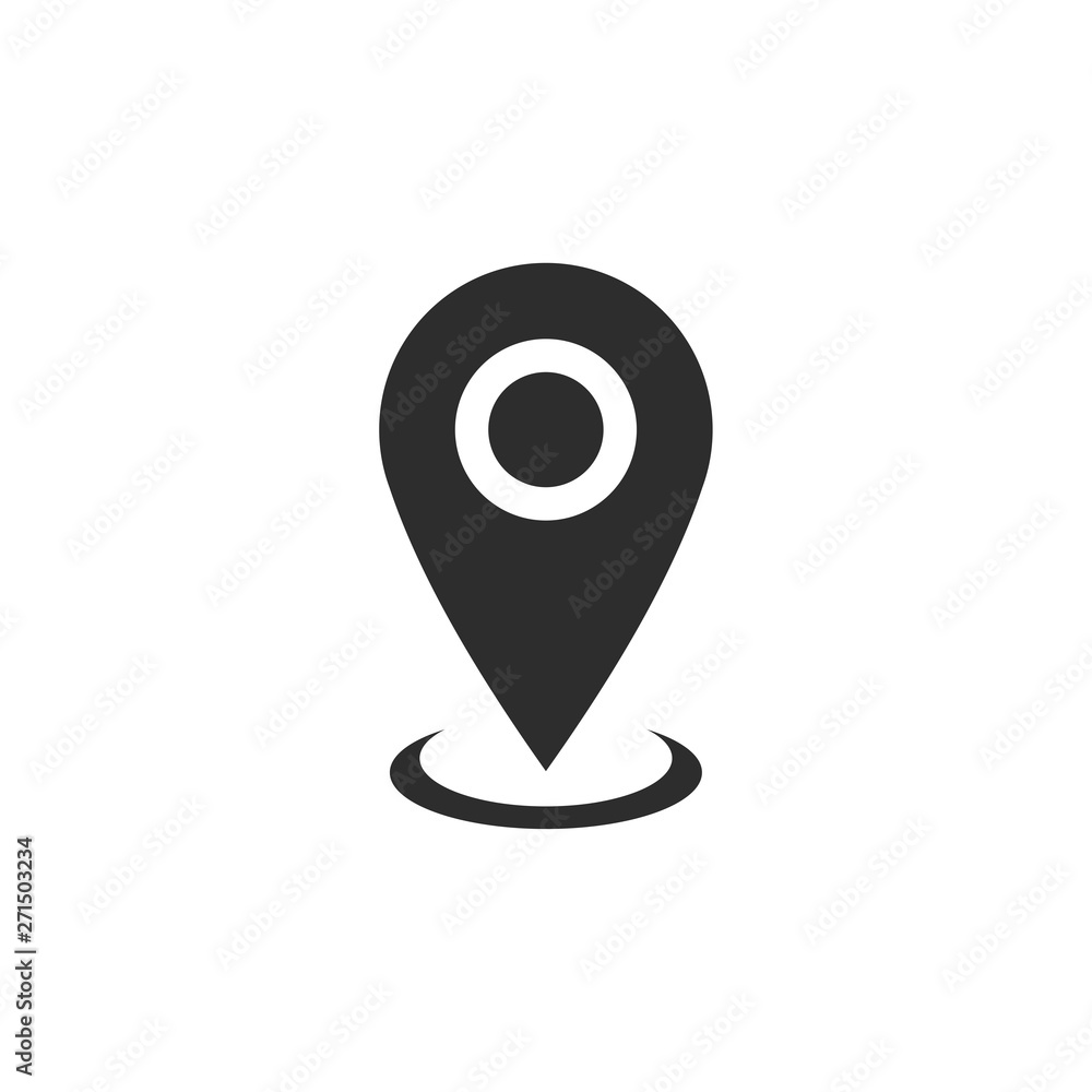 Fototapete pin flat point logo vector illustration. gps pointer mark. location map icon on white background
