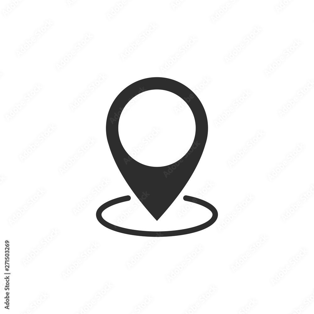 Poster pin flat point logo vector illustration. gps pointer mark. location map icon on white background