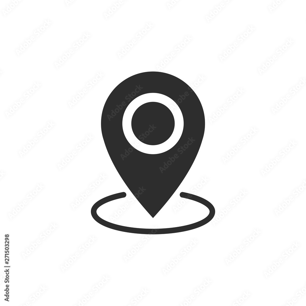 Poster Pin flat point logo vector illustration. Gps pointer mark. Location map icon on white background