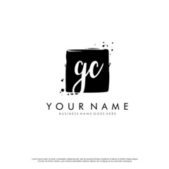 G C GC initial square logo template vector