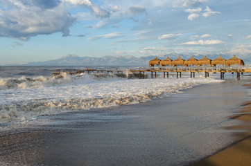 Morning surf at the Mediterranean seaside