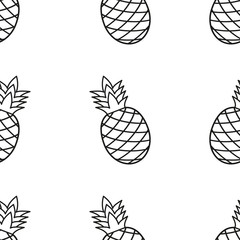 Ananas seamless pattern isolated on white