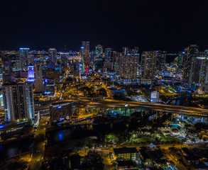 Fototapeta na wymiar Aerial of Miami at Night