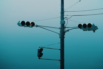 traffic lights and blue sky