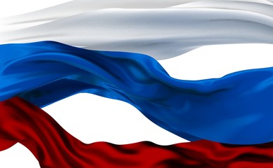 Fototapeta premium 3d illustration of Russian tricolor Flag Ribbons Waving - Isolated