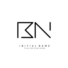 Initial B N BN minimalist modern logo identity vector