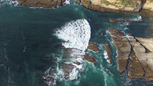 308 Big Sur aerial birds eye view ocean waves hitting rocks
