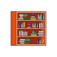 shelving with books in white background